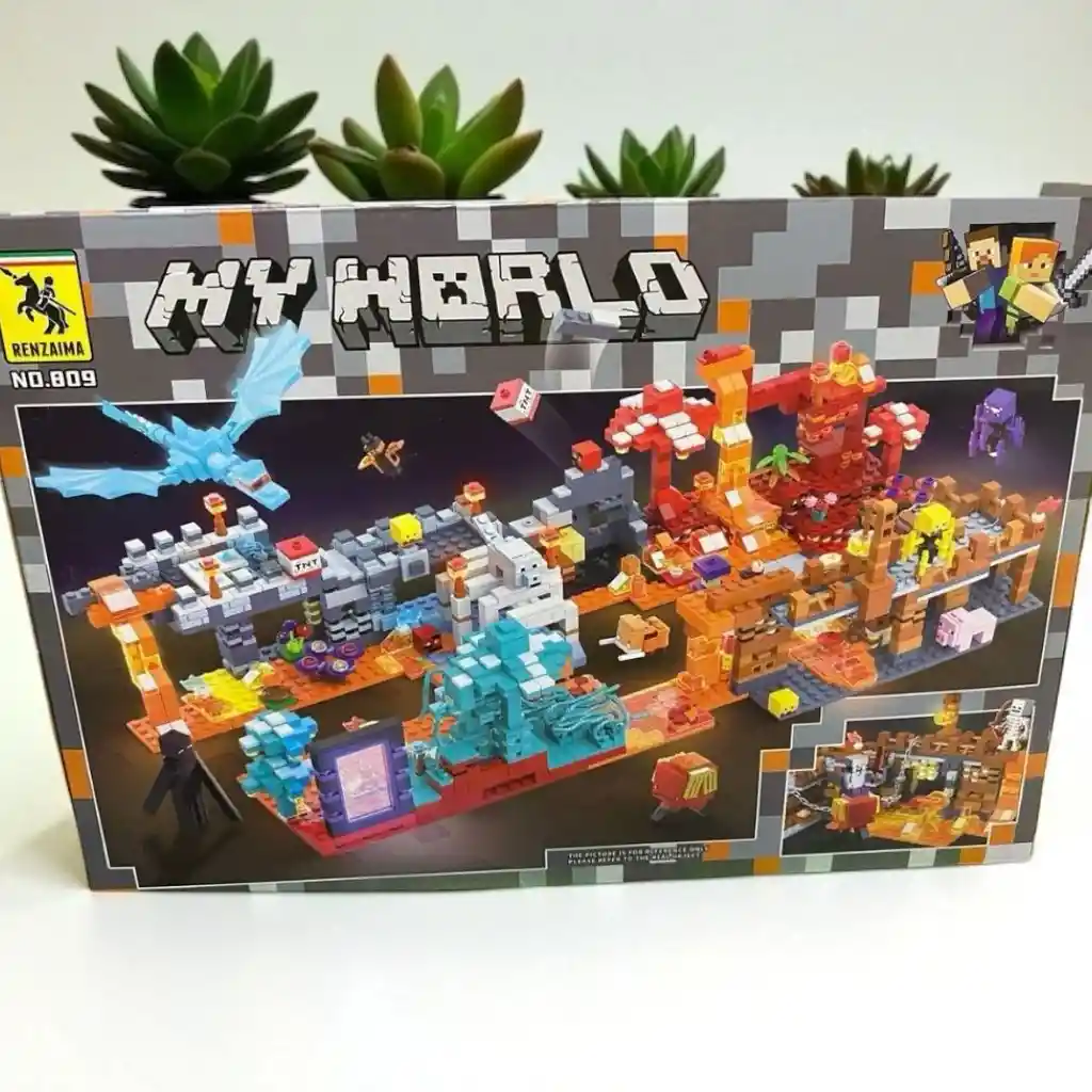 Juego De Construcción My World 522 Piezas Fuego Y Lava Tipo Lego
