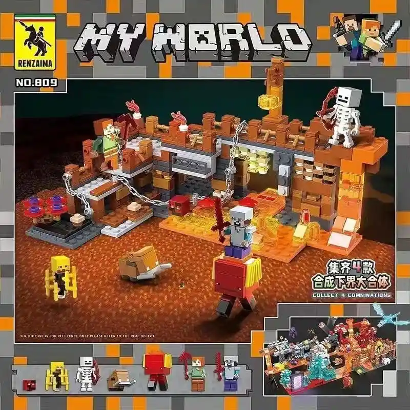 Juego De Construcción My World 522 Piezas Fuego Y Lava Tipo Lego