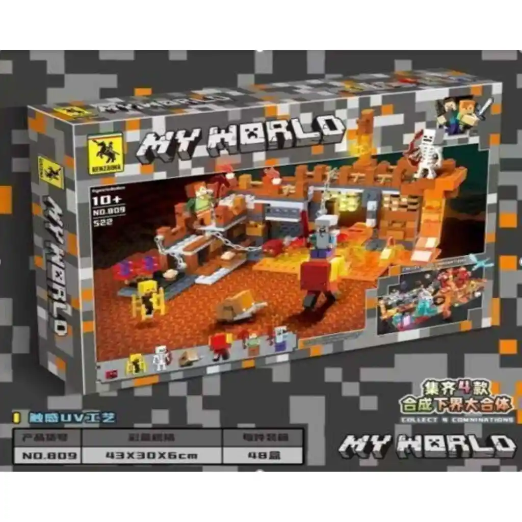 Juego De Construcción My World 522 Piezas Fuego Y Lava Tipo Lego