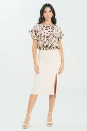 Falda Midi Peach Color Beige Claro Talla 14
