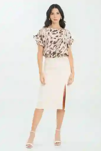 Falda Midi Peach Color Beige Claro Talla 8