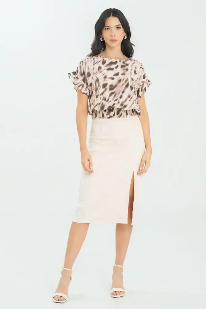 Falda Midi Peach Color Beige Claro Talla 8