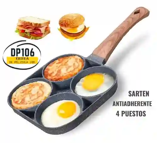 Sarten Antiadherente 4 Puestos Para Huevos Arepas Pancakes Wafles