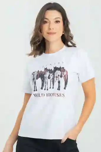 Camiseta Horses Color Blanco Talla M