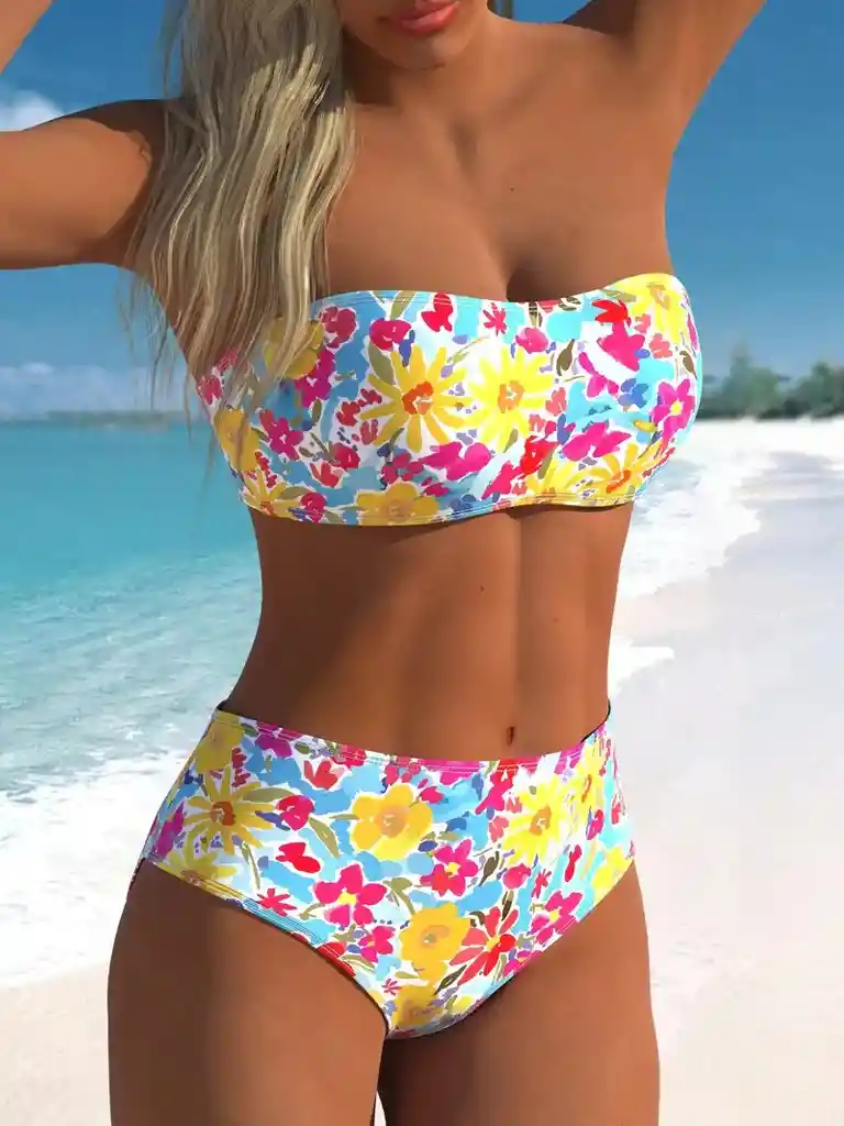 Conjunto De Bikini De Mujer Con Top De Tubo, Talla L