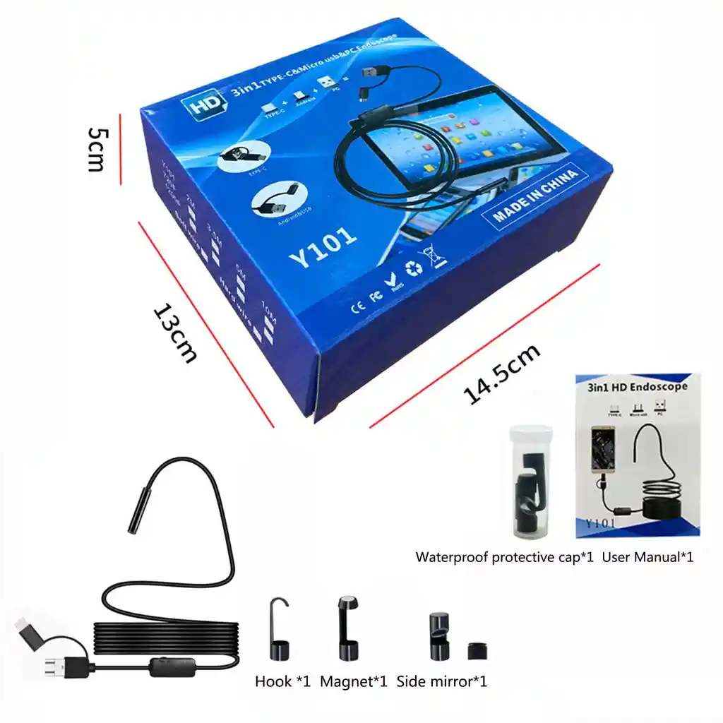 Cámara Endoscópica 3 En 1 Hd De 5 Metros