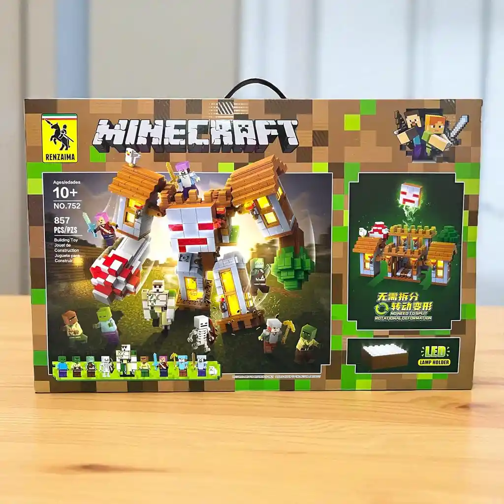 Juego De Construcción Minecraft 858 Piezas Con Retroiluminación Led