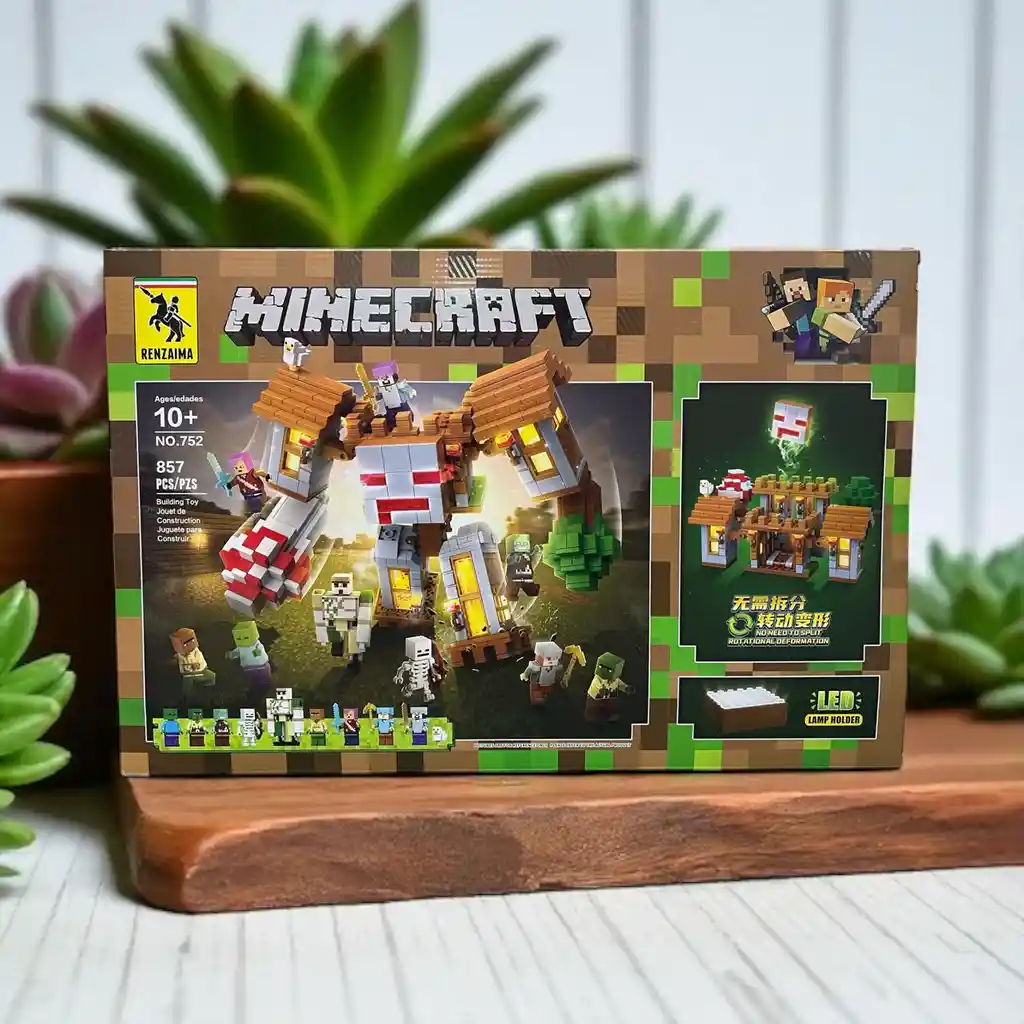 Juego De Construcción Minecraft 858 Piezas Con Retroiluminación Led