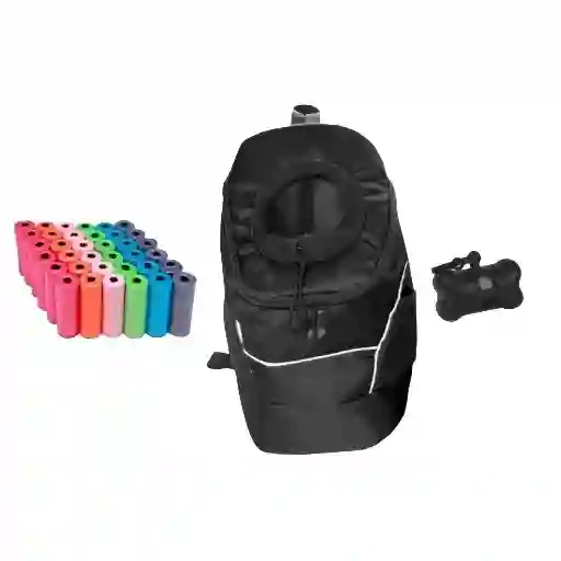 Morral Cargador Ventana Grande + Dispensador + 20 Rollos Negro