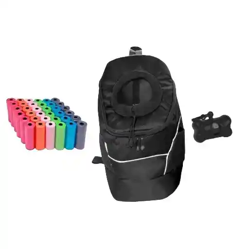 Morral Cargador Ventana Grande + Dispensador + 20 Rollos Negro
