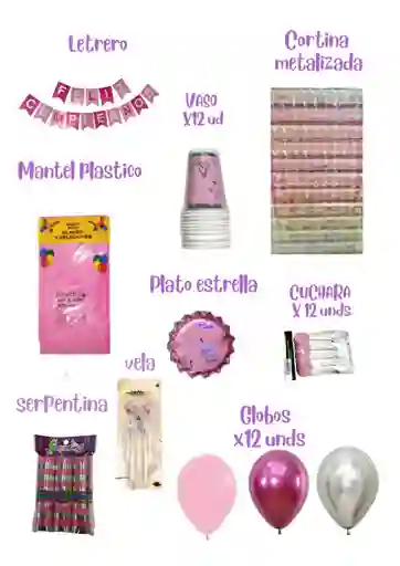 Kit De Fiesta Mariposa Rosado Y Fucsia