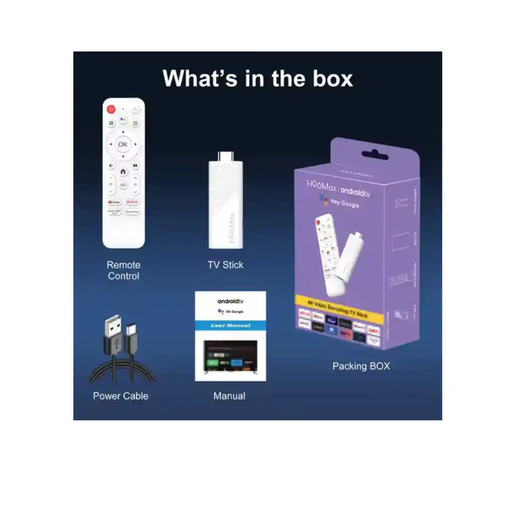 Tv Stick H96 Max 32gb Android 14 Control Por Voz Original Blanco De Voz Streaming Convertidor Smart