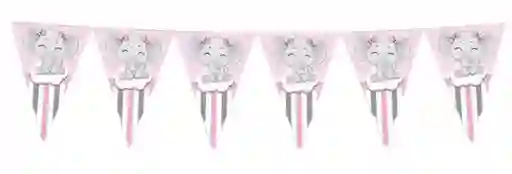 Banderin Decoracion Baby Shower Elefante Rosado