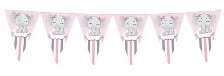 Banderin Decoracion Baby Shower Elefante Rosado