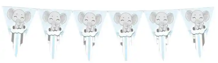 Banderin Decoracion Baby Shower Elefante Azul