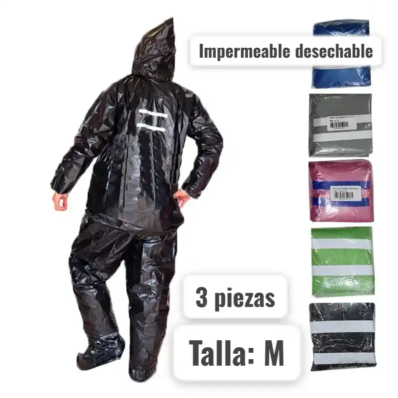 Impermeable Talla M , Desechable 3 Piezas