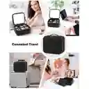 Estuche Neceser Espejo Luz Cosmético Viaje Maleta Maquillaje Cuadrado Negro Led