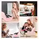 Estuche Neceser Espejo Luz Cosmético Viaje Maleta Maquillaje Cuadrado Negro Led