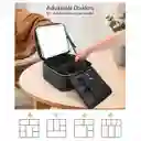 Estuche Neceser Espejo Luz Cosmético Viaje Maleta Maquillaje Cuadrado Negro Led