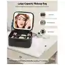 Estuche Neceser Espejo Luz Cosmético Viaje Maleta Maquillaje Cuadrado Negro Led