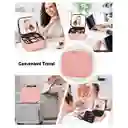 Estuche Neceser Espejo Luz Cosmético Viaje Maleta Maquillaje Cuadrado Rosado Led