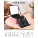 Estuche Neceser Espejo Luz Cosmético Viaje Maleta Maquillaje Cuadrado Rosado Led