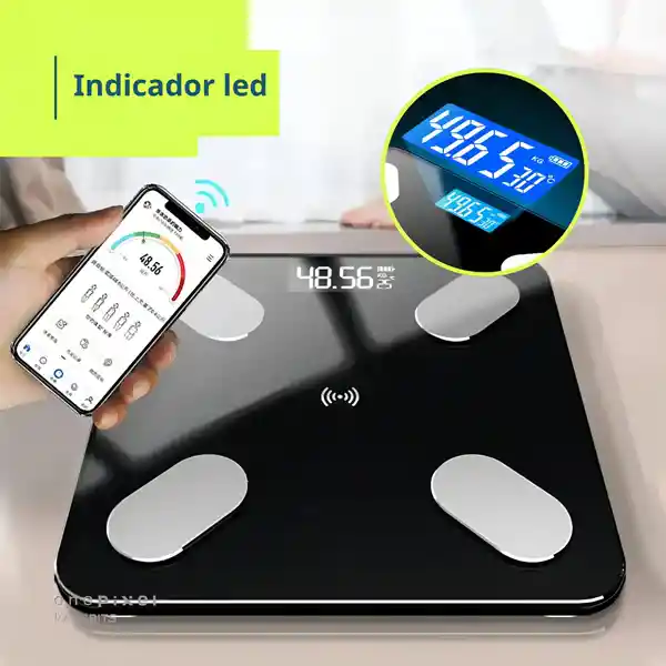 Bascula Inteligente Bluetoth Vidrio Templado Recargable