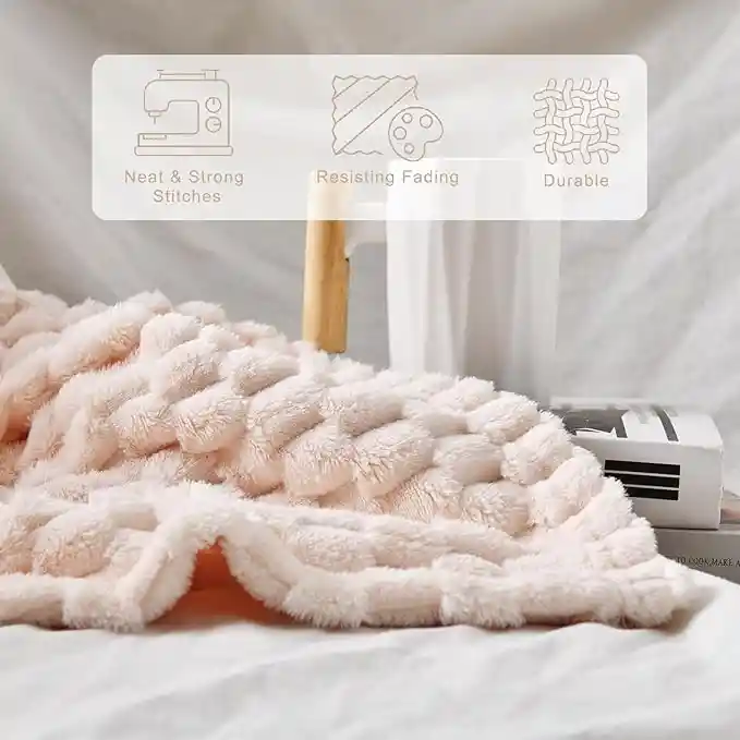 Cobija Sherpa Ovejera 3d Nubes Doble 190x210 Cm Beige