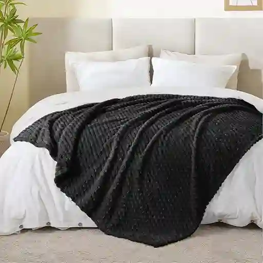 Cobija Sherpa Ovejera 3d Nubes Doble 190x210 Cm Negro