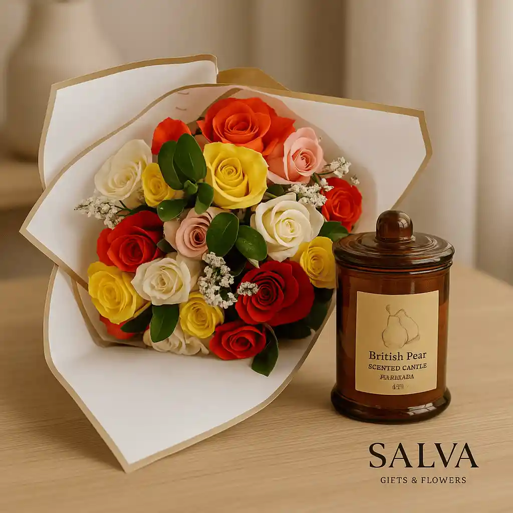 Rosas New York Y Vela De Soya