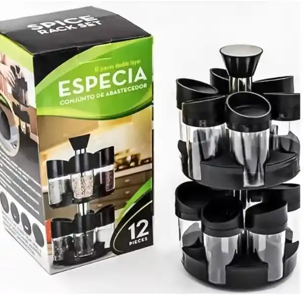 Especiero Condimenteros 2 Niveles Set 12 Envases Giratorio