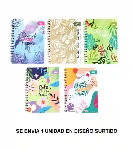 Cuaderno Argollado Pequeño Pasta Dura Cuadriculado Para Mujer 80 Hojas
