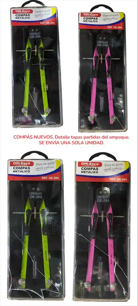 Compas Metalico Precision 18 Cms Offi Esco Oe-284 50% Dcto Por Detalle En Caja. Color Surtido