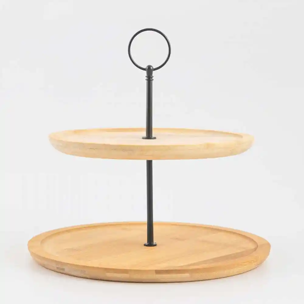 Pedestal Torta Home Deco Factory 2 Niveles 25x23x25cm Natural Madera
