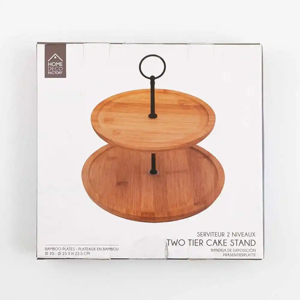 Pedestal Torta Home Deco Factory 2 Niveles 25x23x25cm Natural Madera