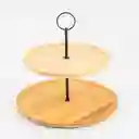 Pedestal Torta Home Deco Factory 2 Niveles 25x23x25cm Natural Madera