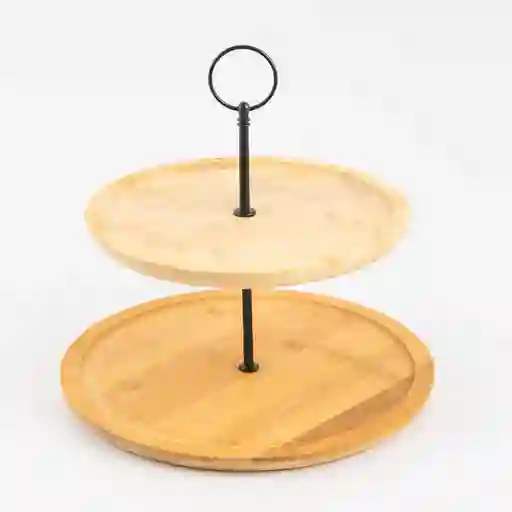 Pedestal Torta Home Deco Factory 2 Niveles 25x23x25cm Natural Madera
