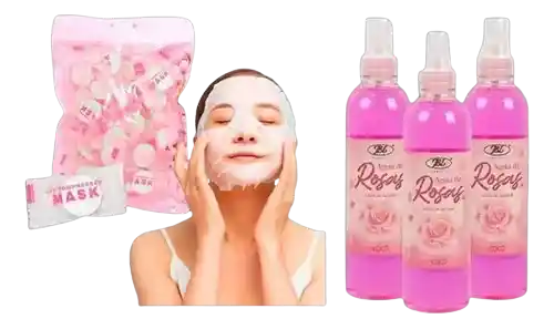 50 Mascarillas Comprimidas + 1 Tonico Agua De Rosas