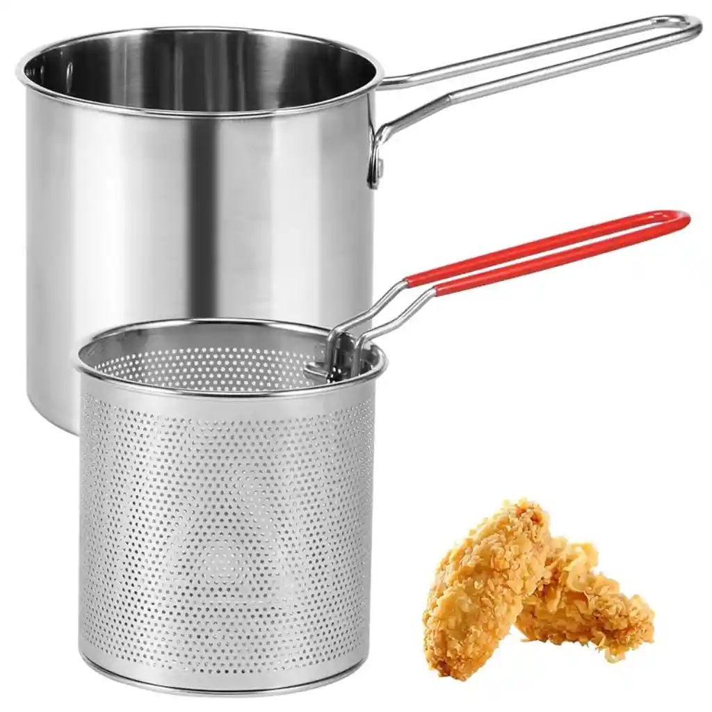 Olla Freidora De Acero Inoxidable + Cesta