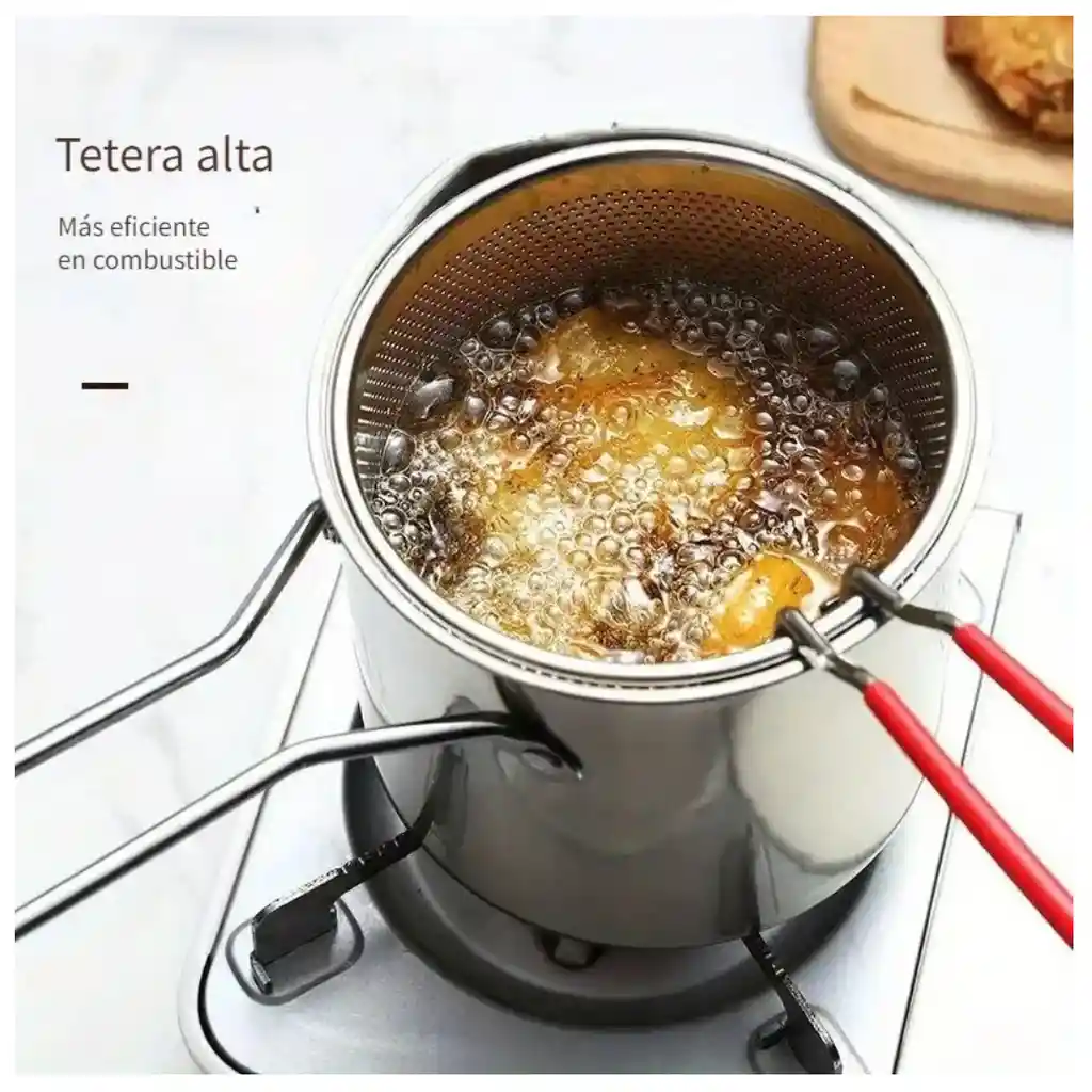 Olla Freidora De Acero Inoxidable + Cesta