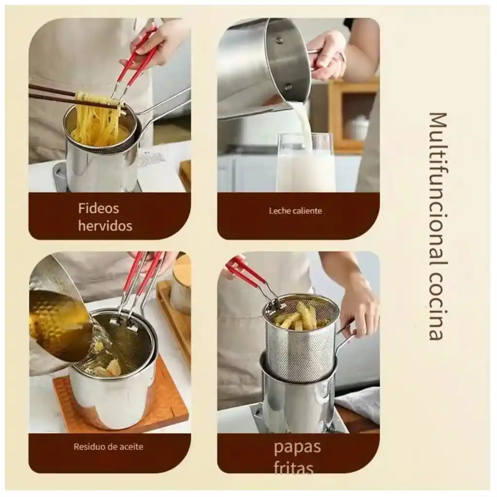 Olla Freidora De Acero Inoxidable + Cesta