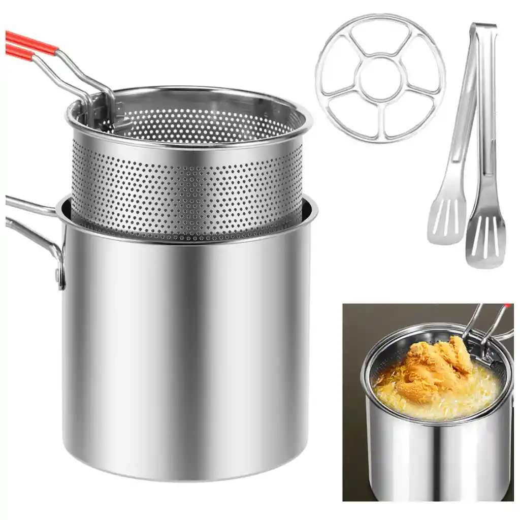 Olla Freidora De Acero Inoxidable + Cesta