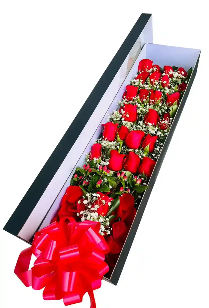 Caja De Rosas Rojas