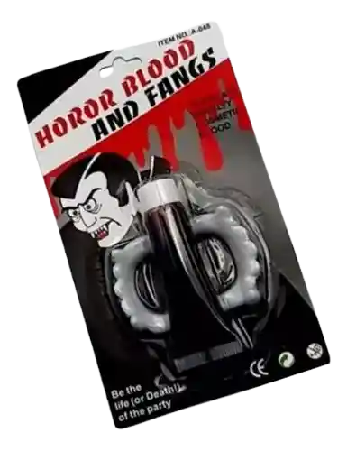 Sangre Falsa Artificial 10 Ml Maquillaje Disfraz Halloween + Colmillos Dracula Dientes X1