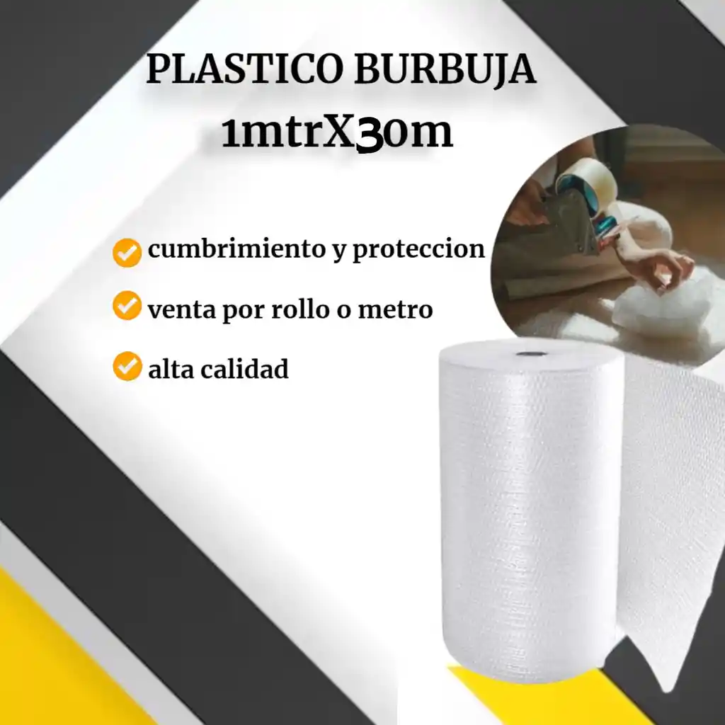 Plástico Burbuja-papel Burbuja De 1 Mtro De Alto X 30 Mtrs De Largo Empaque Para Mudanza Y Embalaje