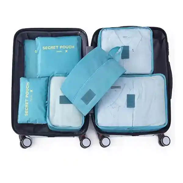 Kit Viajero Bolsas De Viaje Organizador De Equipaje Set De Bolsas X6 Rosa