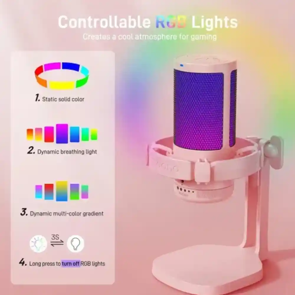 Maono Microfono Gamer Dgm20rgb Series Pink Con Brazo