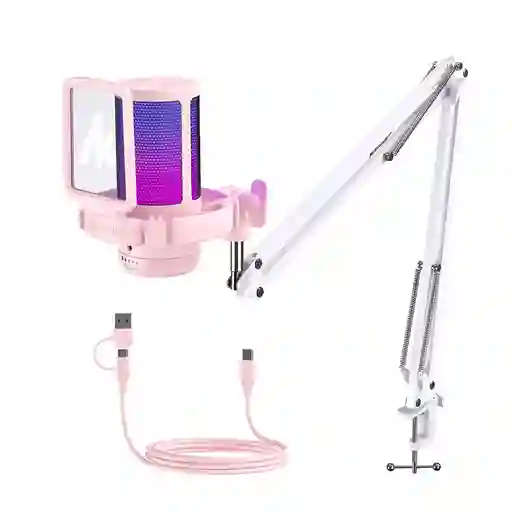 Maono Microfono Gamer Dgm20rgb Series Pink Con Brazo