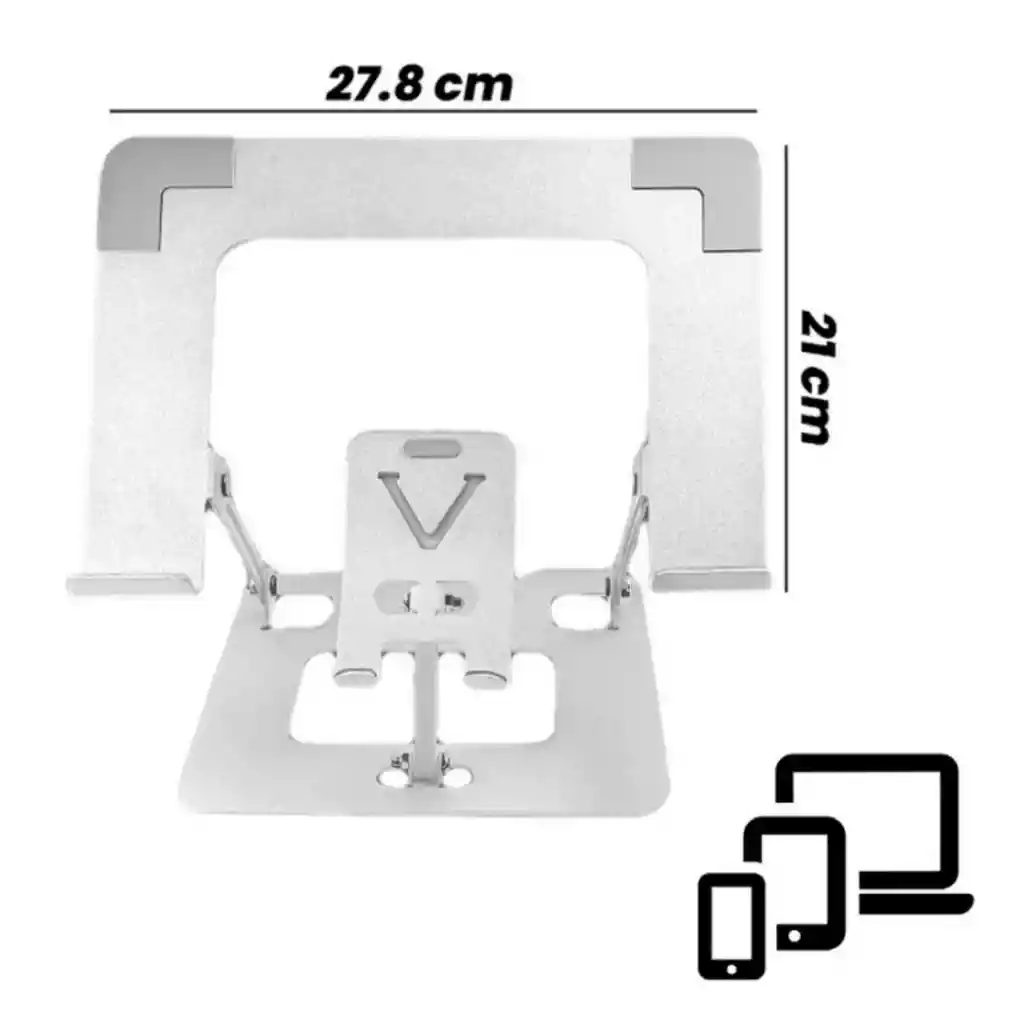 Base Soporte Portatil Para Laptop Telefono Ajustable Metalico 2 En 1 Hold-418
