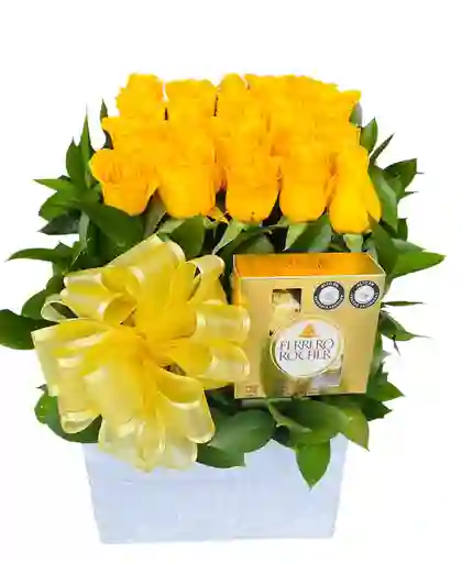 Caja De Rosas Amarillas